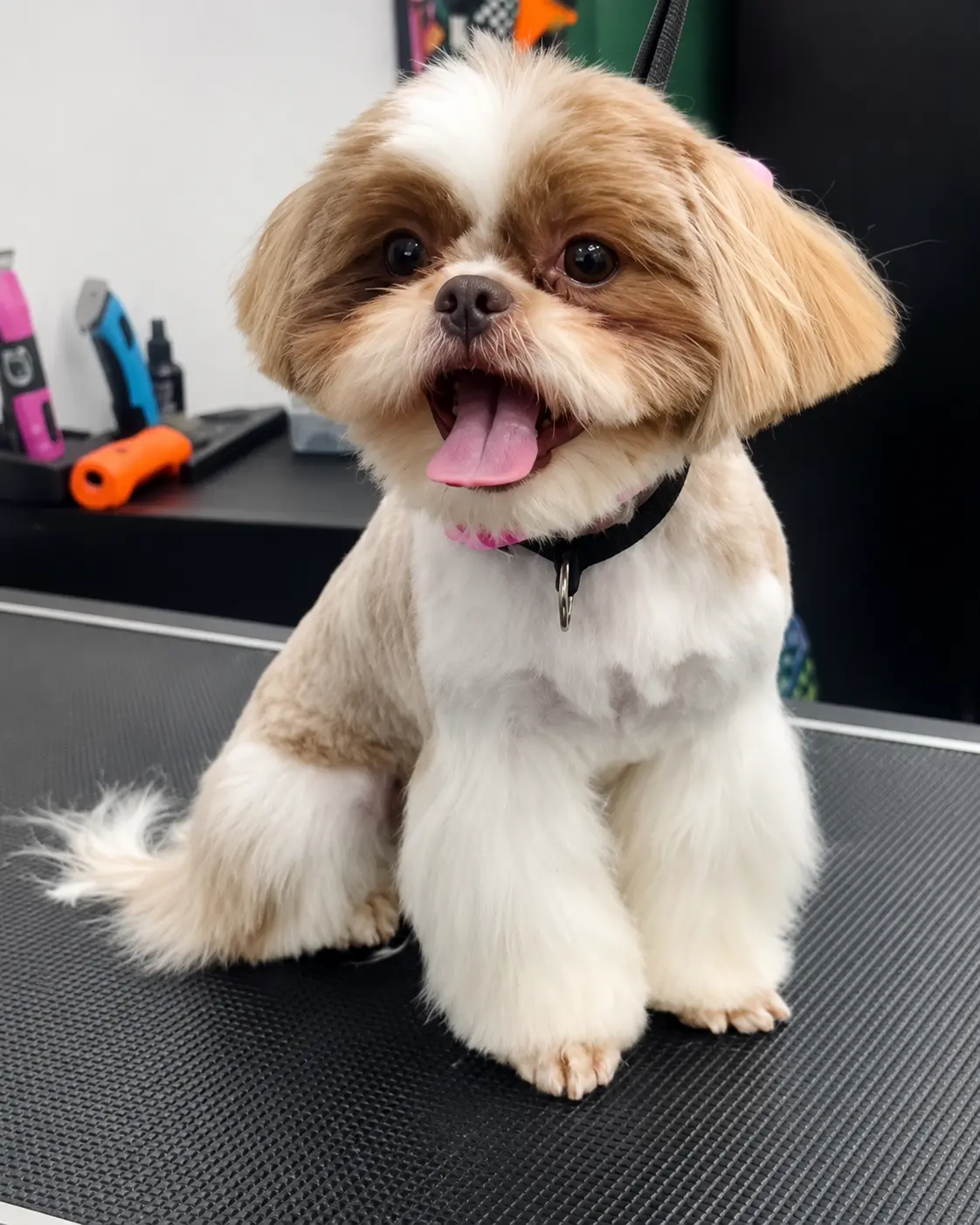 Shih Tzu after a bath and haircut in Floral Park, NY